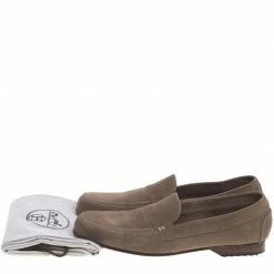 Hermes Beige Suede Keep Moccasins Size 43.5 For Men -Deals Hermes Store luxury men hermes used shoes p93128 0008