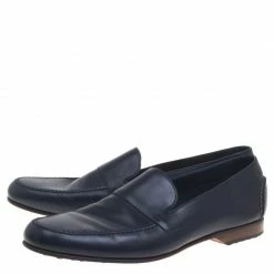 Hermes Oxford Blue Leather Keep Moccasins Size 43 For Men -Deals Hermes Store luxury men hermes used shoes p93176 004