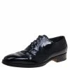 Hermes Black Patent Brogue Leather Lace Up Oxfords Size 43.5 For Men -Deals Hermes Store luxury men hermes used shoes p93185 001