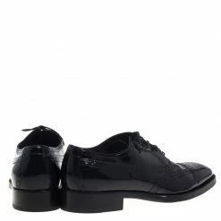 Hermes Black Patent Brogue Leather Lace Up Oxfords Size 43.5 For Men -Deals Hermes Store luxury men hermes used shoes p93185 005
