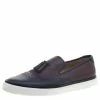 Hermes Two Tone Brogue Leather Must Tassel Slip On Sneakers Size 43.5 For Men