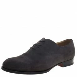 Hermes Grey Suede Napoli Lace Up Oxfords Size 43.5 For Men