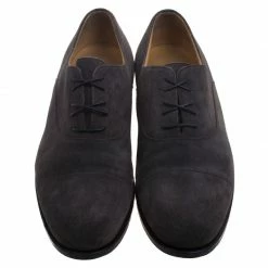 Hermes Grey Suede Napoli Lace Up Oxfords Size 43.5 For Men -Deals Hermes Store luxury men hermes used shoes p93187 0003
