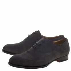 Hermes Grey Suede Napoli Lace Up Oxfords Size 43.5 For Men -Deals Hermes Store luxury men hermes used shoes p93187 0004