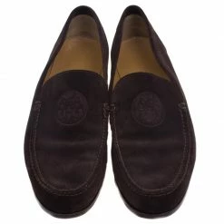 Hermes Chocolate Brown Suede Lucky Moccasins Size 43 For Men -Deals Hermes Store luxury men hermes used shoes p93188 0003