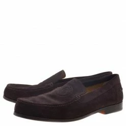 Hermes Chocolate Brown Suede Lucky Moccasins Size 43 For Men -Deals Hermes Store luxury men hermes used shoes p93188 0004
