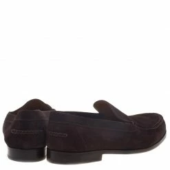 Hermes Chocolate Brown Suede Lucky Moccasins Size 43 For Men -Deals Hermes Store luxury men hermes used shoes p93188 0005