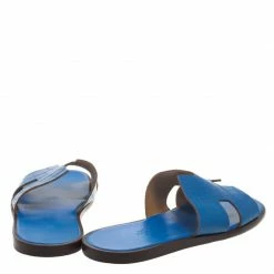 Hermes Cerulean Blue Alligator Izmir Sandals Size 44 For Men -Deals Hermes Store luxury men hermes used shoes p93273 0005