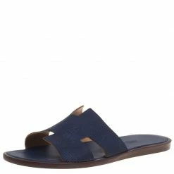 Hermes Dark Blue Lizard Izmir Sandals Size 44 For Men