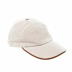 Hermes Beige Cotton Leather Trim Nevada Baseball Cap Size 58 For Men