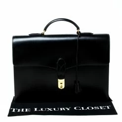 Hermes Black Leather Sac A Depeches 38 Briefcase For Men -Deals Hermes Store luxury men hermes used travel p226576 006