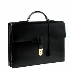 Hermes Black Leather Sac A Depeches 38 Briefcase For Men -Deals Hermes Store luxury men hermes used travel p226576 009