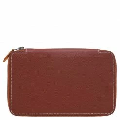 Hermes Brown Leather Silky Daily Globe-Trotter Agenda For Men -Deals Hermes Store luxury men hermes used travel p55886 0004
