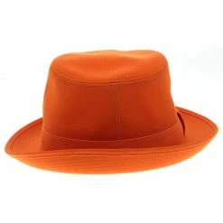 Hermes Orange Cotton H Embroidered Funky Fedora Hat ( Size 59 ) For Men -Deals Hermes Store luxury men hermes used travel p92899 004