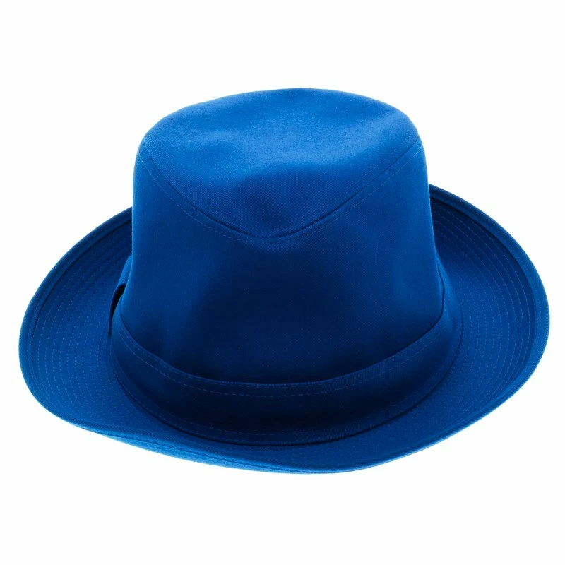 Hermes Blue Cotton H Embroidered Funky Fedora Hat ( Size 58 ) For Men 4 Hermes Blue Cotton H Embroidered Funky Fedora Hat ( Size 58 ) For Men - Image 2