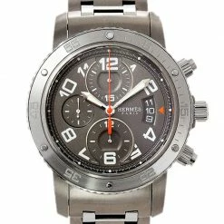 Hermes Grey Stainless Steel And Titanium Clipper Diver Men's Wristwatch 44MM For Men