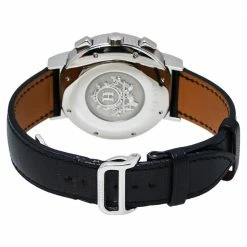 Hermes Silver Stainless Steel & Leather Nomade Chrono N01.910 Men's Wristwatch 39 Mm For Men -Deals Hermes Store luxury men hermes used watches p377429 001