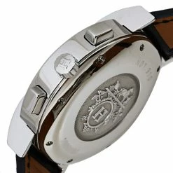 Hermes Silver Stainless Steel & Leather Nomade Chrono N01.910 Men's Wristwatch 39 Mm For Men -Deals Hermes Store luxury men hermes used watches p377429 003