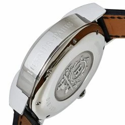 Hermes Silver Stainless Steel & Leather Nomade Chrono N01.910 Men's Wristwatch 39 Mm For Men -Deals Hermes Store luxury men hermes used watches p377429 004