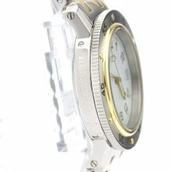 Hermes Silver Gold Tone Stainless Steel Clipper Diver Chronograph Quartz CL7.720 Men's Wristwatch 38 MM For Men -Deals Hermes Store luxury men hermes used watches p496658 003