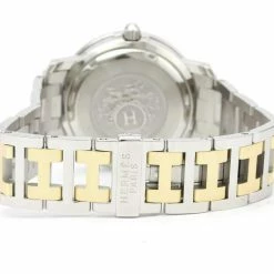 Hermes Silver Gold Tone Stainless Steel Clipper Diver Chronograph Quartz CL7.720 Men's Wristwatch 38 MM For Men -Deals Hermes Store luxury men hermes used watches p496658 004