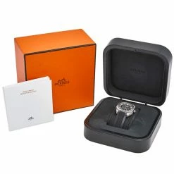 Hermes Grey Titanium Rubber H08 SP1.471 Men's Wristwatch 39 Mm For Men -Deals Hermes Store luxury men hermes used watches p505343 001