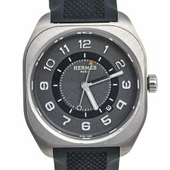 Hermes Grey Titanium Rubber H08 SP1.471 Men's Wristwatch 39 Mm For Men -Deals Hermes Store luxury men hermes used watches p505343 006