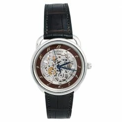 Hermes Skeleton Stainless Steel Alligator Arceau Squelette AR6.710a Men's Wristwatch 41 Mm For Men