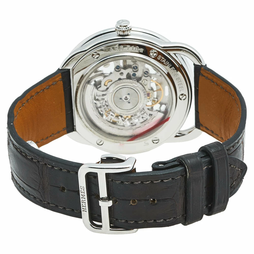 Hermes Skeleton Stainless Steel Alligator Arceau Squelette AR6.710a Men's Wristwatch 41 Mm For Men 7 Hermes Skeleton Stainless Steel Alligator Arceau Squelette AR6.710a Men's Wristwatch 41 Mm For Men - Image 5