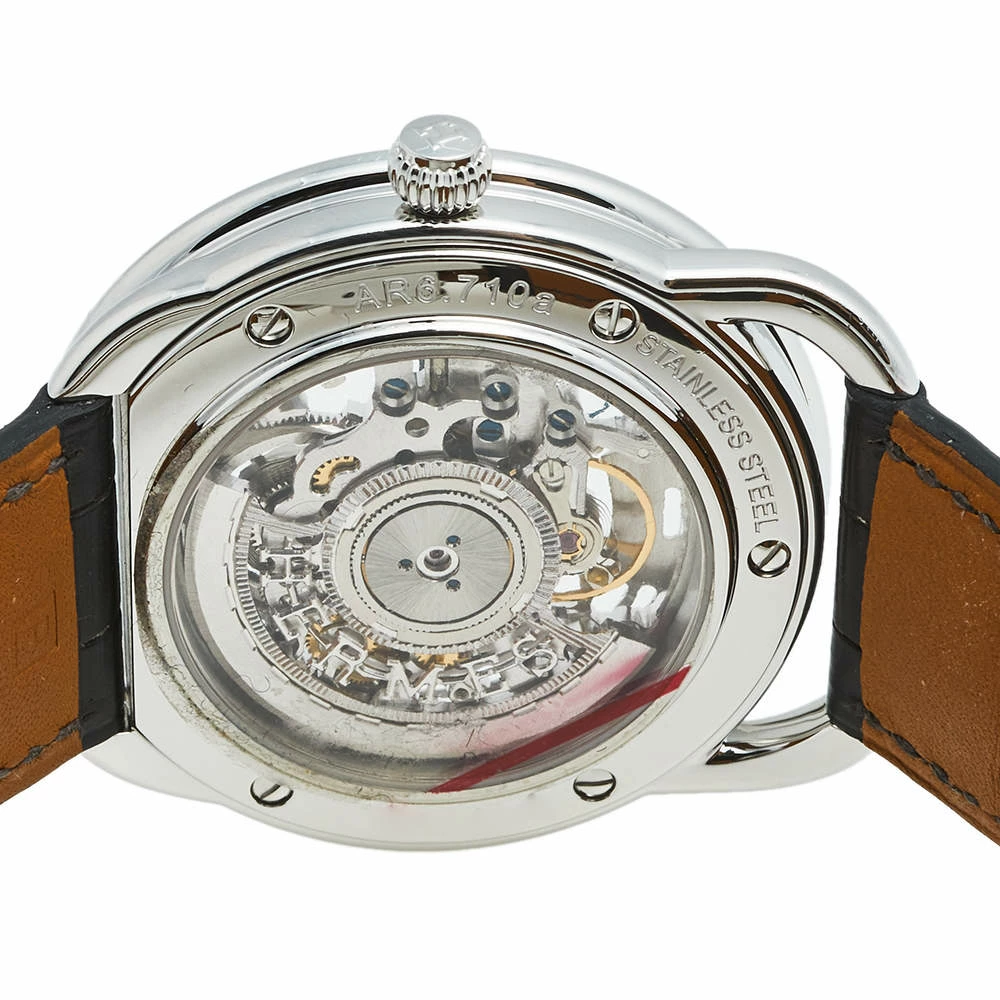 Hermes Skeleton Stainless Steel Alligator Arceau Squelette AR6.710a Men's Wristwatch 41 Mm For Men 6 Hermes Skeleton Stainless Steel Alligator Arceau Squelette AR6.710a Men's Wristwatch 41 Mm For Men - Image 4