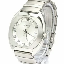 Hermes Silver Stainless Steel Espace ES2.710 Quartz Men's Wristwatch 38 MM For Men