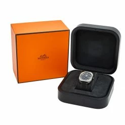 Hermes Hermès Black Titanium Fabric H08 W049432WW00 Men's Wristwatch 39 Mm For Men -Deals Hermes Store luxury men hermes used watches p587170 001