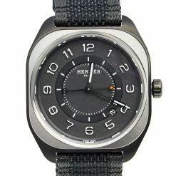 Hermes Hermès Black Titanium Fabric H08 W049432WW00 Men's Wristwatch 39 Mm For Men -Deals Hermes Store luxury men hermes used watches p587170 006