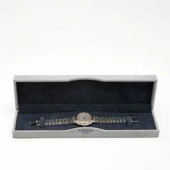 Hermes Silver Stainless Steel & Gold Plated Captain Nemo Quartz Men's Wristwatch 36MM For Men -Deals Hermes Store luxury men hermes used watches p643167 001