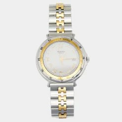 Hermes Silver Stainless Steel & Gold Plated Captain Nemo Quartz Men's Wristwatch 36MM For Men