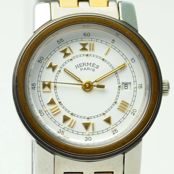 Hermes 18K Gold SS White Ladies Wristwatch For Uncategorized 3 Hermes 18K Gold SS White Ladies Wristwatch For Uncategorized
