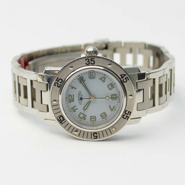 Hermes Clipper Ladies SS White Wristwatch For Uncategorized 4 Hermes Clipper Ladies SS White Wristwatch For Uncategorized - Image 2