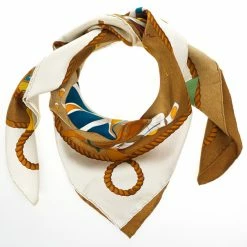 Hermes Brown 'Les Folies Du Ciel' Silk Square Scarf For Uncategorized