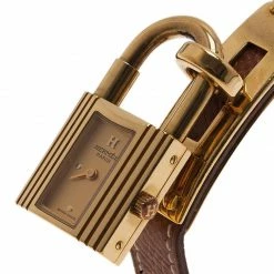 Hermes Gold Gold Plated Steel Kelly Women's Wristwatch 20MM For Women 8 Hermes Gold Gold Plated Steel Kelly Women's Wristwatch 20MM For Women -Deals Hermes Store luxury uncategorized hermes used watches p1633 002