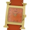 Hermes Orange Gold Plated SS Womens Wristwatch 21 MM For Uncategorized