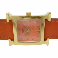 Hermes Orange Gold Plated SS Womens Wristwatch 21 MM For Uncategorized -Deals Hermes Store luxury uncategorized hermes used watches p24186 003