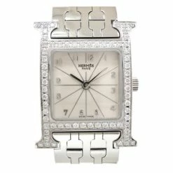 Hermes H Watch Diamond SS White Womens Wristwatch 22 MM For Uncategorized