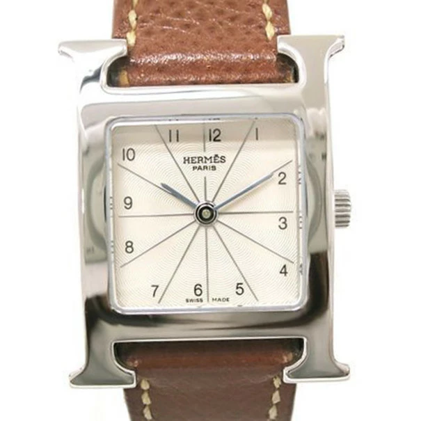 Hermes H Watch Wristwatch SS Leather Brown Ladies For Women 3 Hermes H Watch Wristwatch SS Leather Brown Ladies For Women