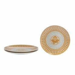 Hermes Hermès Gold Mosaique AU 24 Dessert Plate Set Of 2 For Unisex -Deals Hermes Store luxury unisex hermes new dining p366692 002