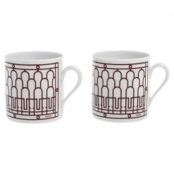 Hermes Rouge H Deco Coffee Cup And Saucer 4-Piece Set For Unisex -Deals Hermes Store luxury unisex hermes new dining p405512 009