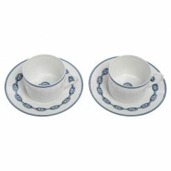 Hermes Blue Porcelain Chaine D'Ancre 4-Piece Tea Cup And Saucer Set For Unisex -Deals Hermes Store luxury unisex hermes new dining p406280 1616408010 004