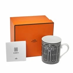 Hermes Hermès Black Porcelain H Deco Mug For Unisex -Deals Hermes Store luxury unisex hermes new dining p453444 001