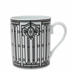 Hermes Hermès White/Black Porcelain H Deco Mug For Unisex
