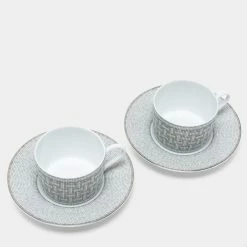 Hermes Mosaique Au 24 Platinum Tea Cup & Saucer Set For Unisex 14 Hermes Mosaique Au 24 Platinum Tea Cup & Saucer Set For Unisex -Deals Hermes Store luxury unisex hermes new dining p658043 003