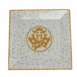 Hermes Gold Mosaique Au 24 Square Plate For Unisex
